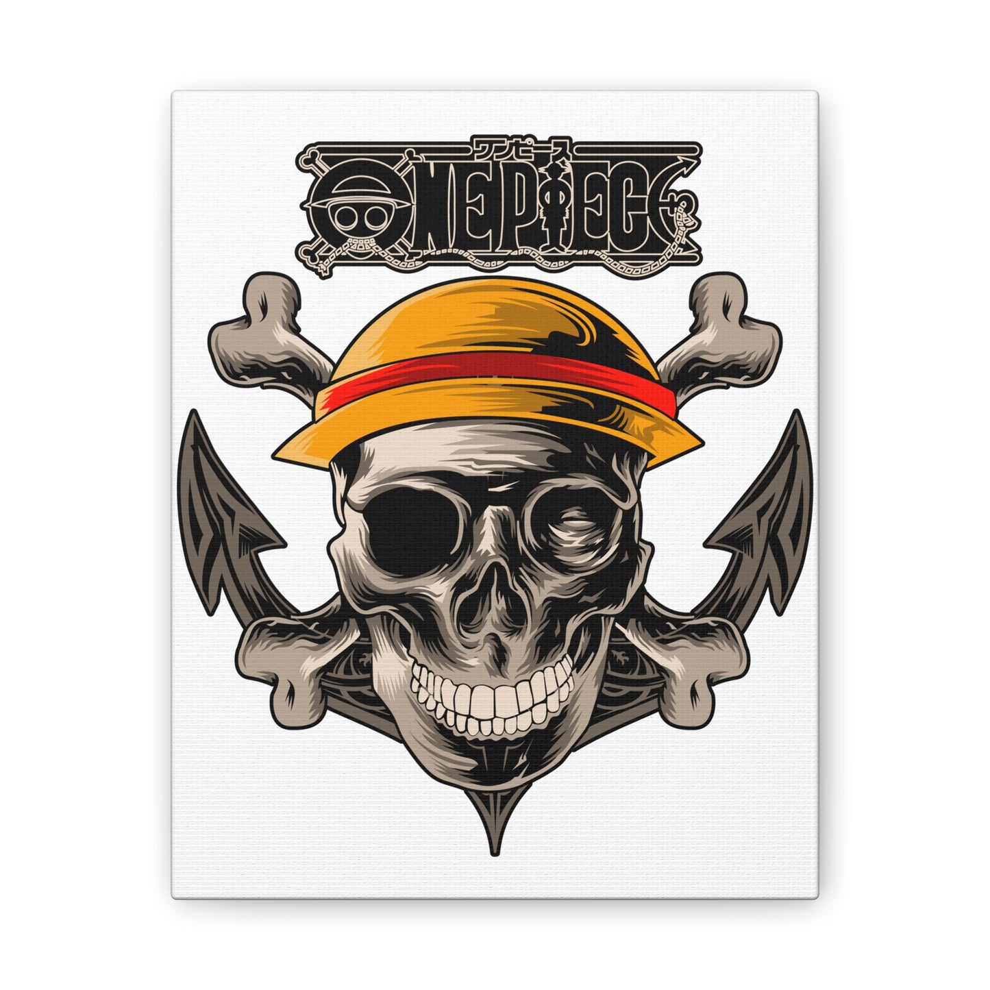 One Piece Pirate Canvas Art Print - Skull and Crossbones Design - CreativeRino