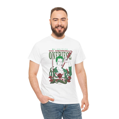 Anime Unisex Heavy Cotton Tee - One Piece Zoro Graphic T-shirt - CreativeRino