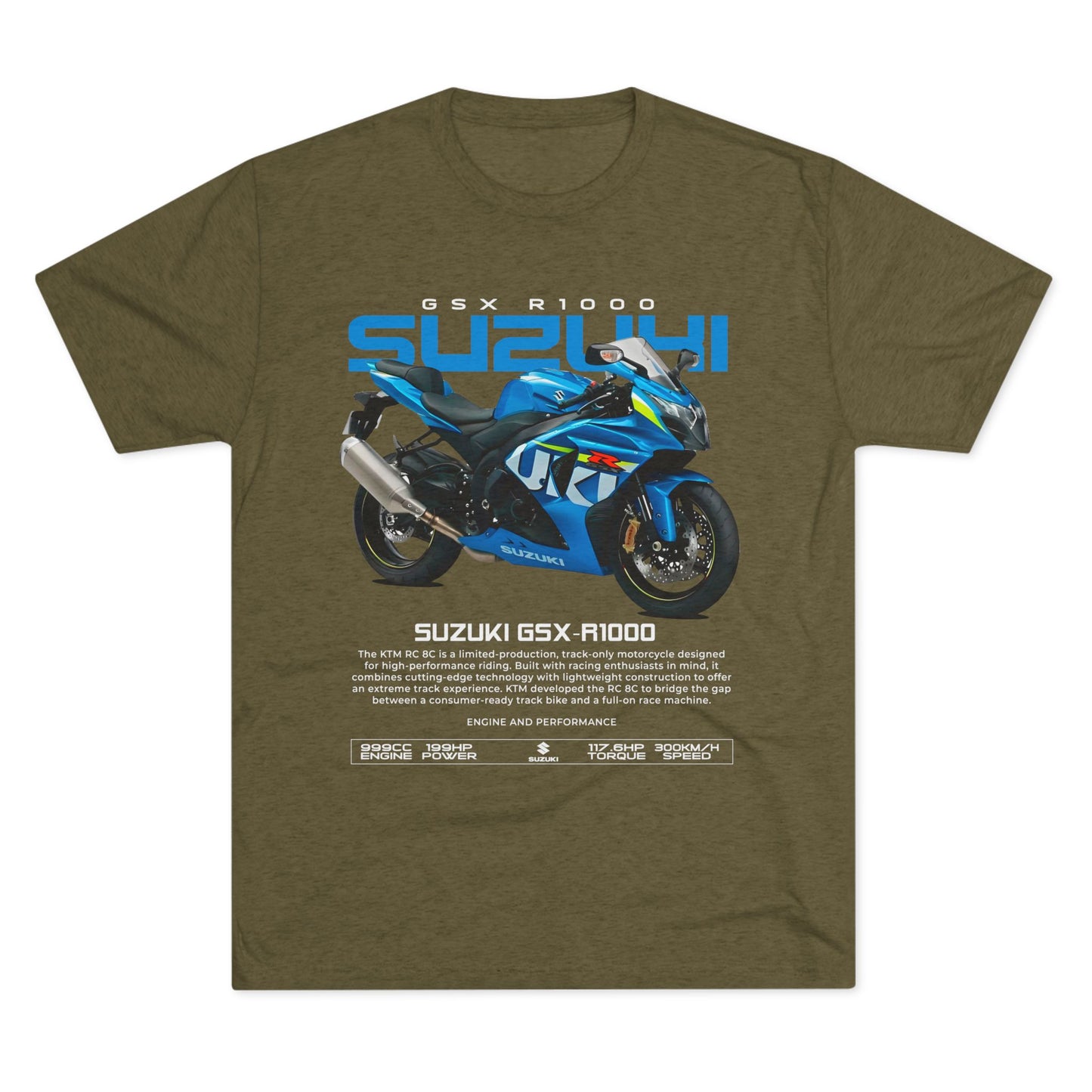 Suzuki GSX-R1000 Motorcycle Unisex Tri-Blend Crew T-shirt - Comfortable & Stylish Biker Apparel - CreativeRino