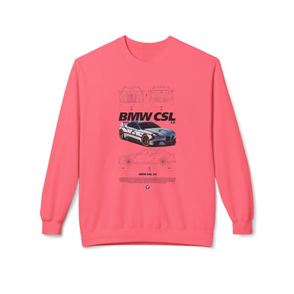 BMW CSL Fleece Crewneck Sweatshirt - Perfect for Car Enthusiasts - CreativeRino