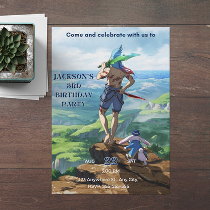 Shangri La Frontier Birthday Invitation Template - CreativeRino
