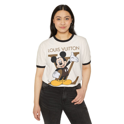 Mickey Mouse Louis Vuitton Ringer T-shirt - Trendy Unisex Cotton Tee - CreativeRino