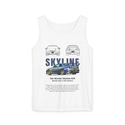 Nissan Skyline Garment-Dyed Tank Top - Vintage Car Enthusiast T-shirt - CreativeRino