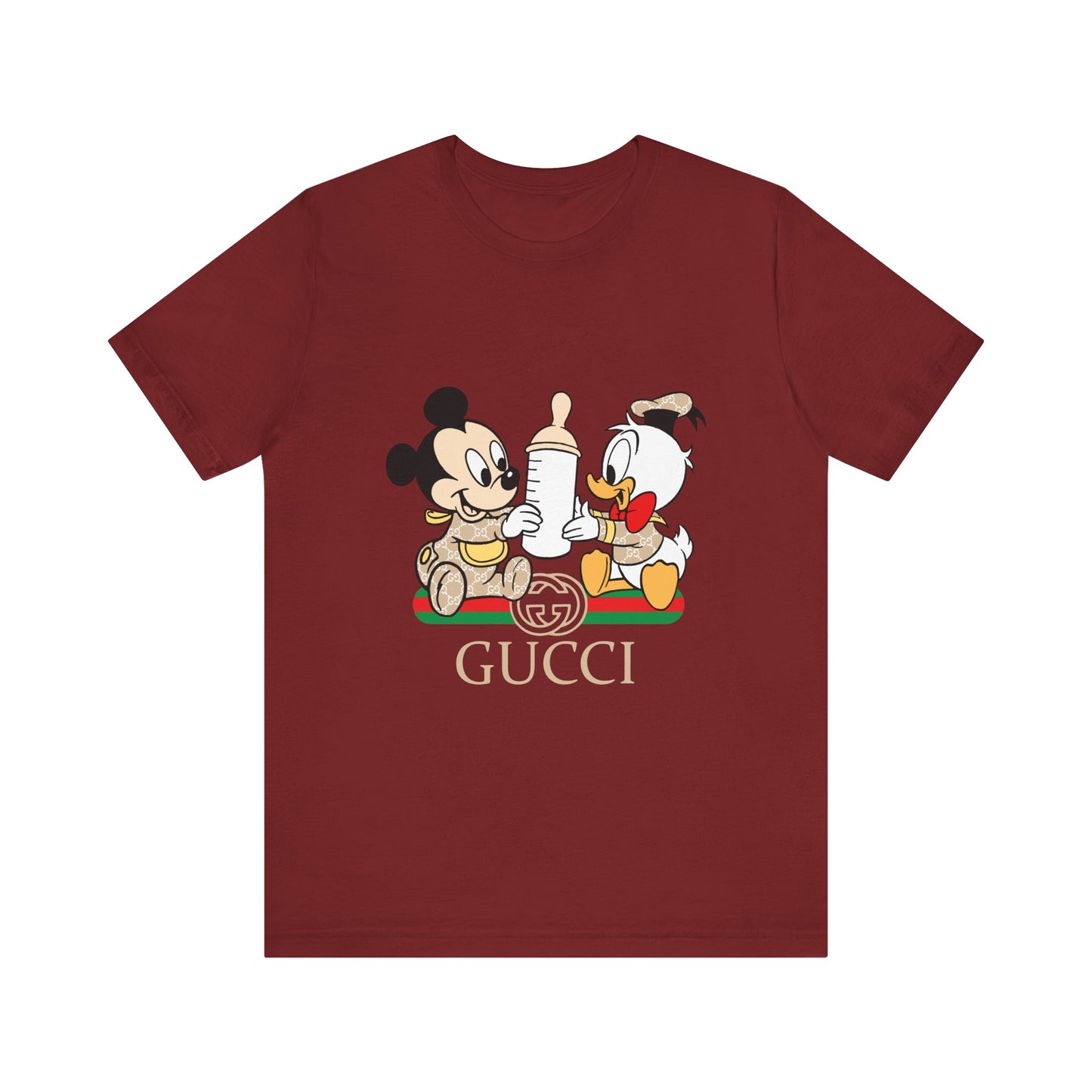 Cute Baby Mickey Mouse and Donald Duck Character Tee - Gucci Inspired Unisex Short Sleeve T-shirt - CreativeRino