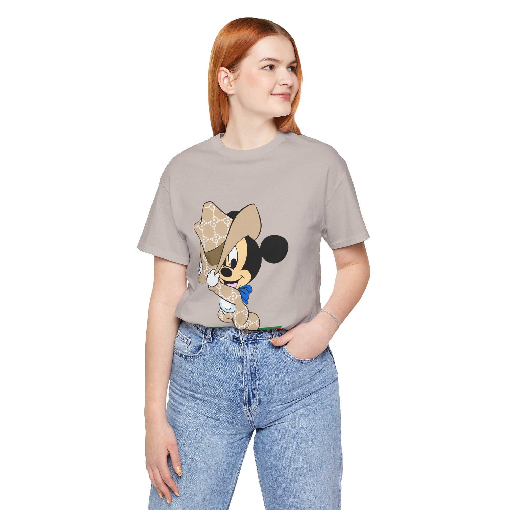 Trendy Graphic Tee - Mickey Mouse Gucci Cowboy T-shirt Design - CreativeRino