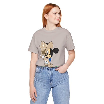 Trendy Graphic Tee - Mickey Mouse Gucci Cowboy T-shirt Design - CreativeRino