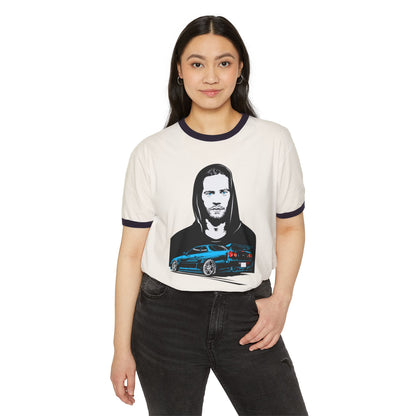 Paul Walker Car Enthusiast Unisex Cotton Ringer T-Shirt – Cool Graphic Design - CreativeRino