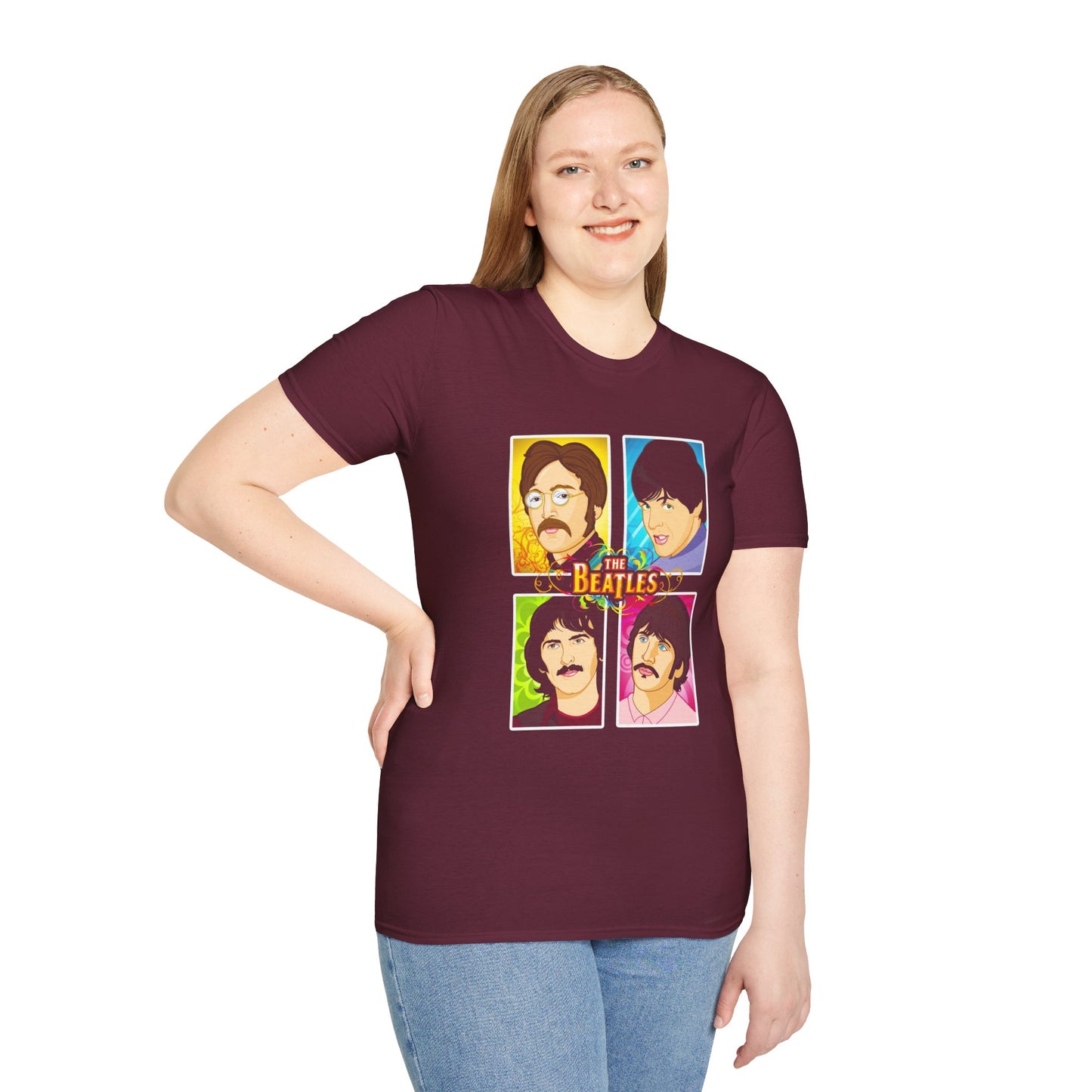 Retro Beatles Unisex Softstyle T-Shirt - Music Nostalgia Tee - CreativeRino