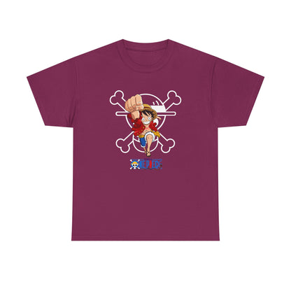 Anime Unisex Heavy Cotton Tee - One Piece T-shirt Pirate Theme - CreativeRino