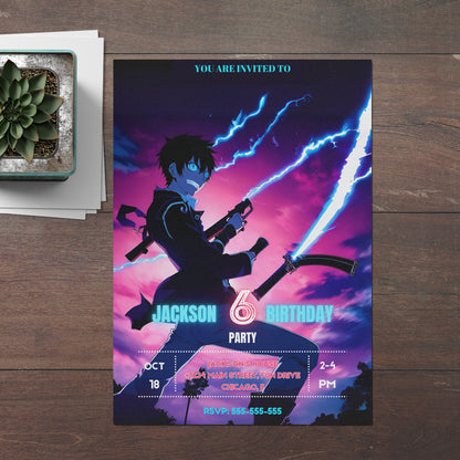 Blue Exorcist Birthday Invitation Template - CreativeRino