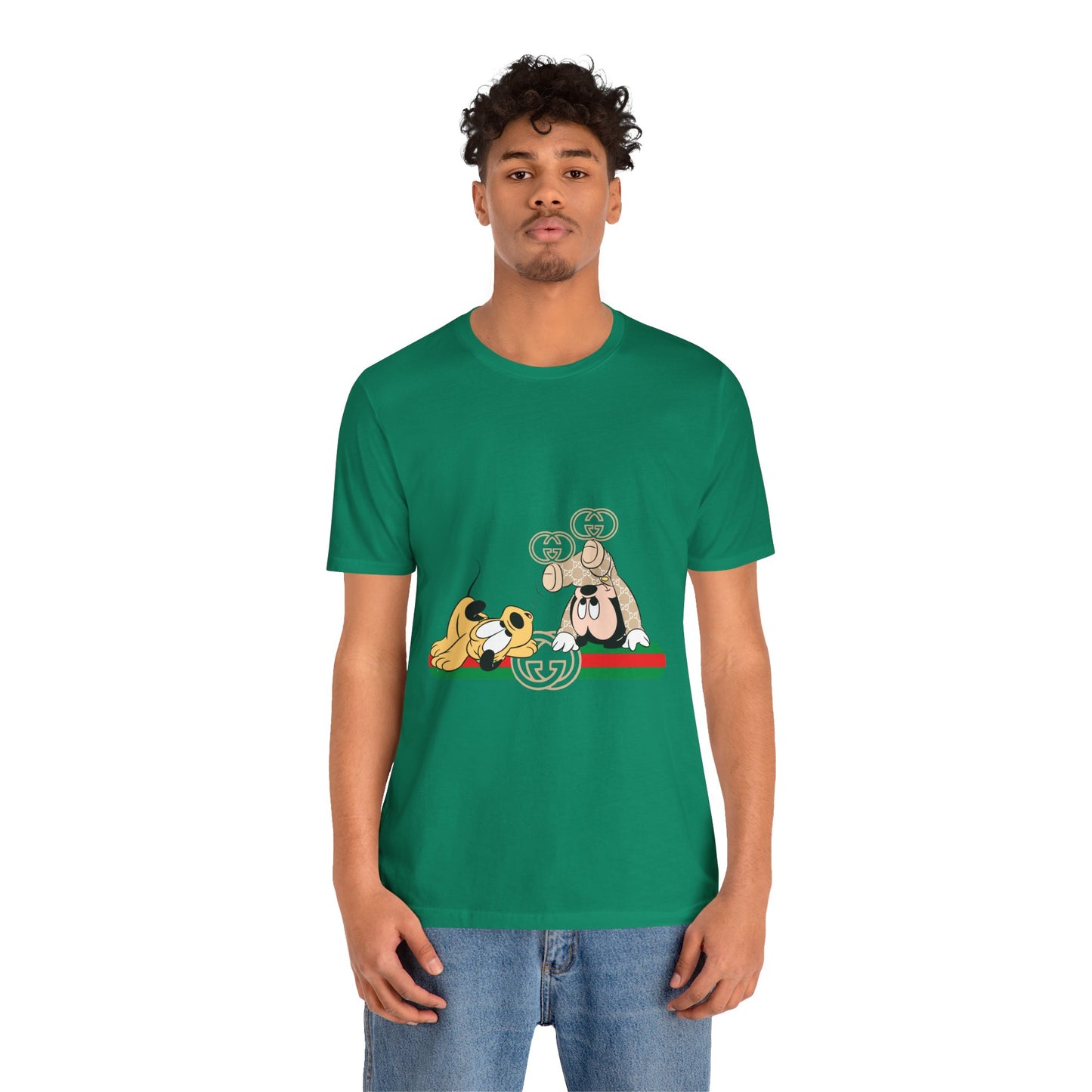 Playful Baby Mickey Mouse Cartoon Gucci Graphic Tee - Fun Unisex Short Sleeve T-shirt - CreativeRino