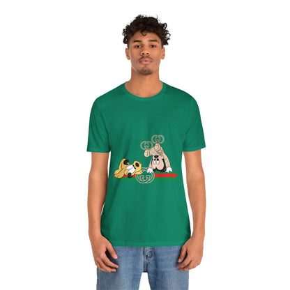 Playful Baby Mickey Mouse Cartoon Gucci Graphic Tee - Fun Unisex Short Sleeve T-shirt - CreativeRino