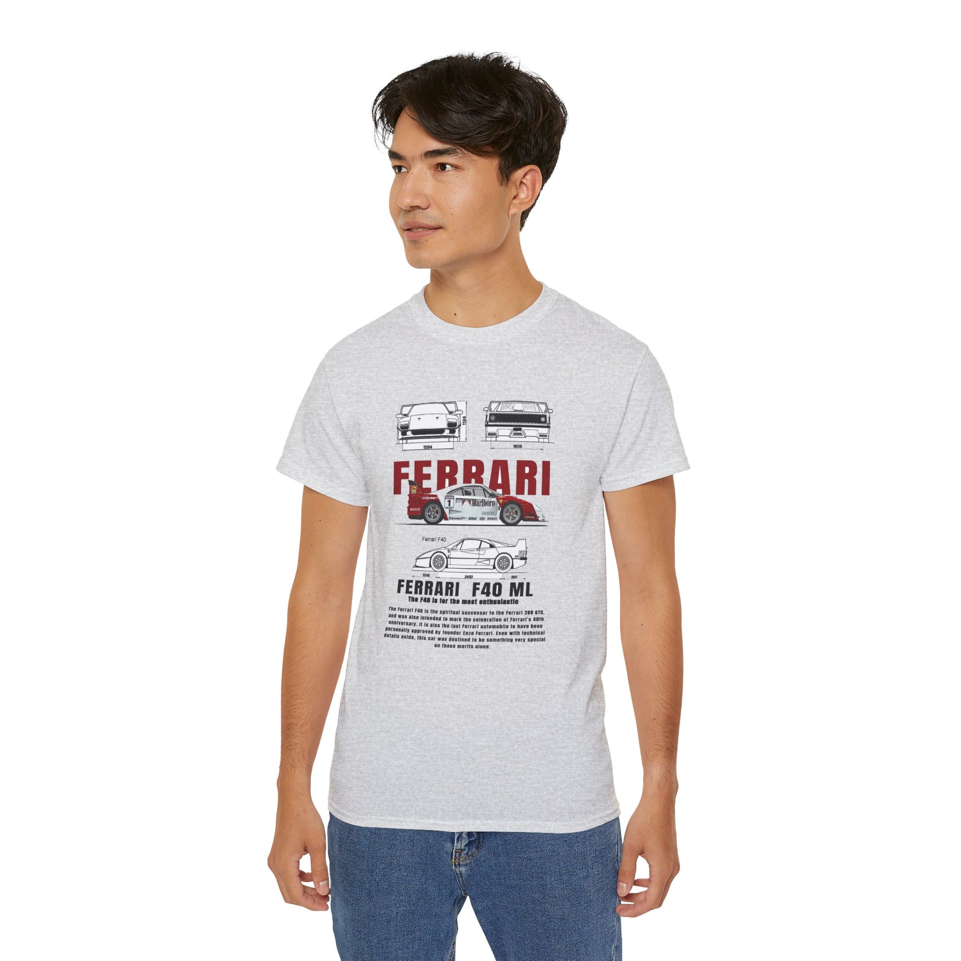 Ferrari F40 Multi-Graphic Unisex Ultra Cotton Tee | Car Enthusiast Gift T-shirt - CreativeRino