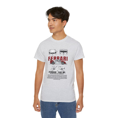 Ferrari F40 Multi-Graphic Unisex Ultra Cotton Tee | Car Enthusiast Gift T-shirt - CreativeRino