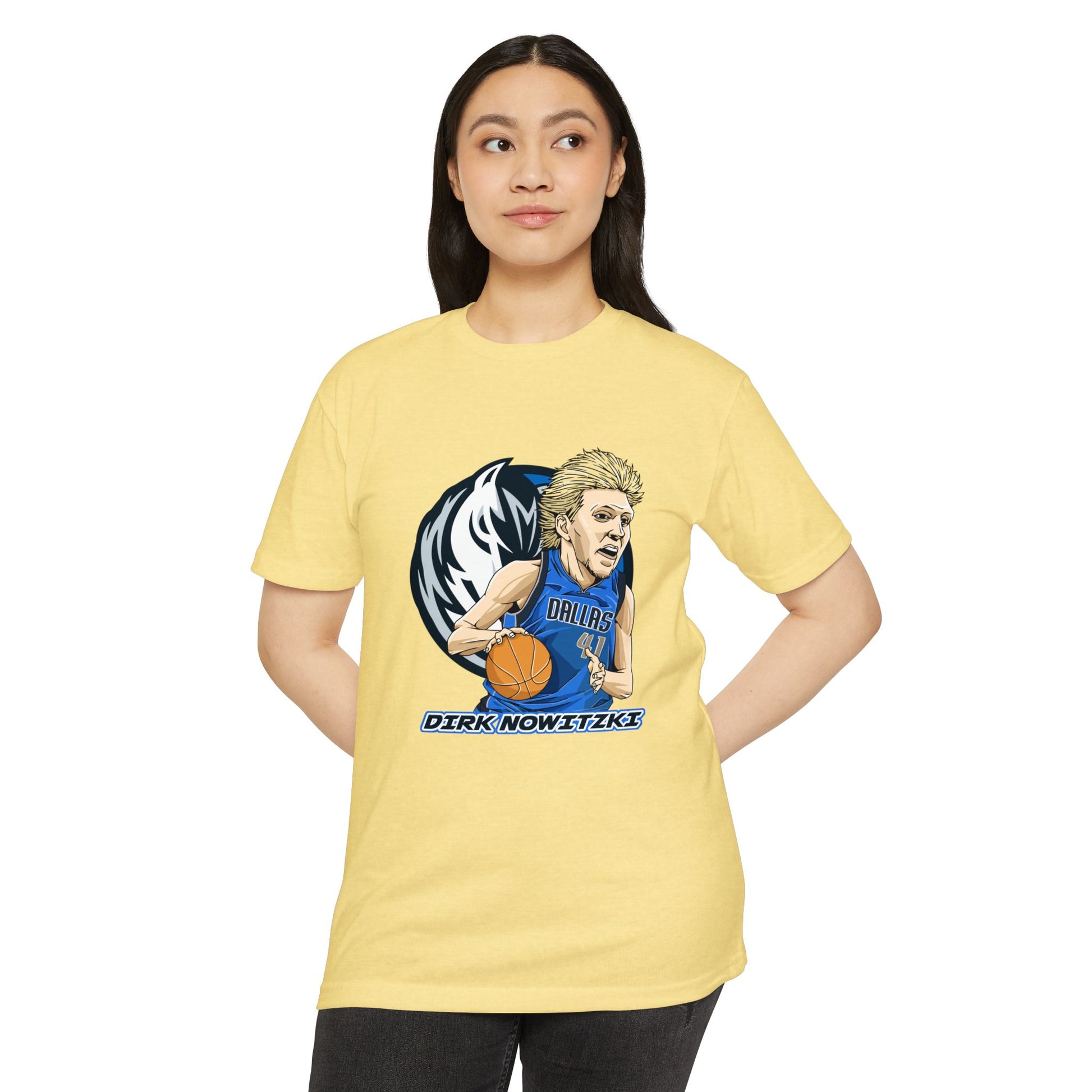 Unisex CVC Jersey T-shirt - Dirk Nowitzki Basketball Graphic Tee - CreativeRino
