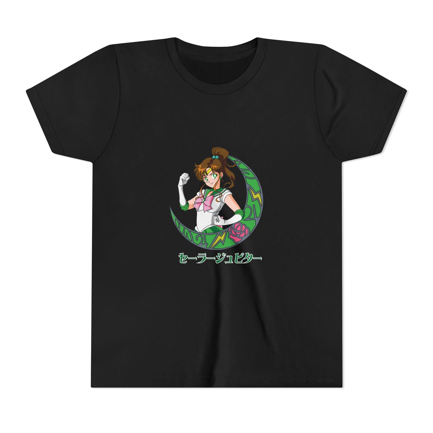 Youth Short Sleeve Tee - Cute Anime T-shirt Design with Floral Moon - CreativeRino