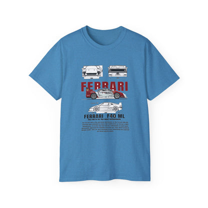 Ferrari F40 Multi-Graphic Unisex Ultra Cotton Tee | Car Enthusiast Gift T-shirt - CreativeRino