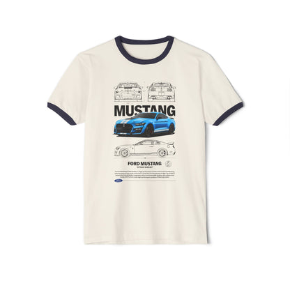Ford Mustang Unisex Cotton Ringer T-Shirt - Classic Car Enthusiast Tee - CreativeRino