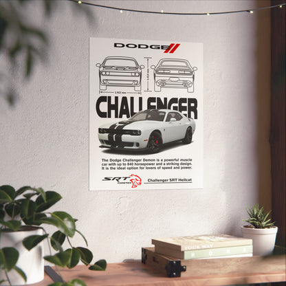 Dodge Challenger Matte Vertical Posters - Perfect for Car Enthusiasts and Gift Giving - CreativeRino
