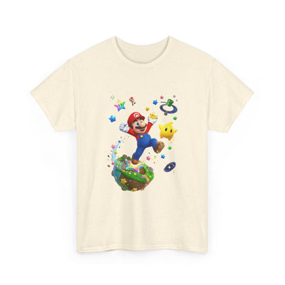 Mario Galaxy Graphic Tee — Mario Jumping with Luma Kids T‑Shirt Printify