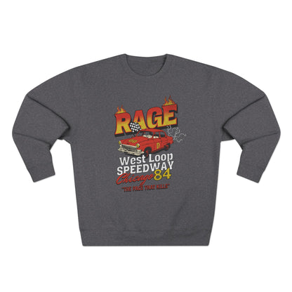 Vintage Racing Crewneck Sweatshirt - 'RAGE' Chicago '84 Car T-shirt - CreativeRino