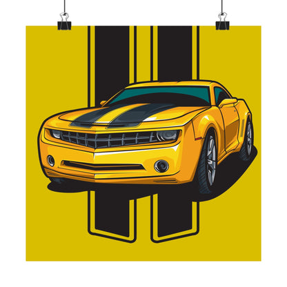 Yellow Sports Car Chevrolet Camaro Matte Vertical Poster - Car Enthusiast Decor - CreativeRino