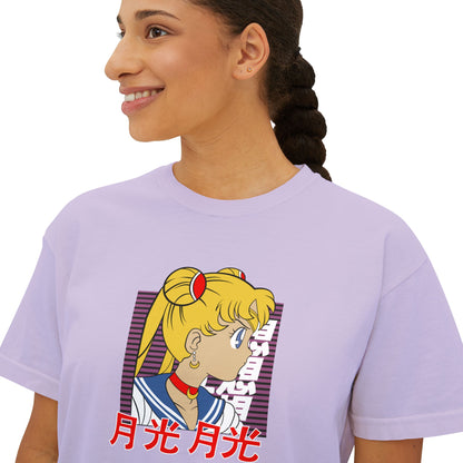 Sailor Moon Inspired Women's Boxy Tee - Cute Graphic T-shirt for Anime Fans - CreativeRino
