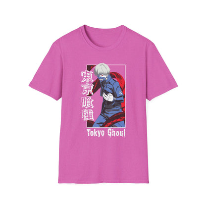 Anime-Inspired Tokyo Ghoul Unisex Softstyle T-shirt - Anime Cool Character Design - CreativeRino