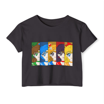 Sailor Moon Women Festival Crop Top - Retro Anime Character Design - CreativeRino