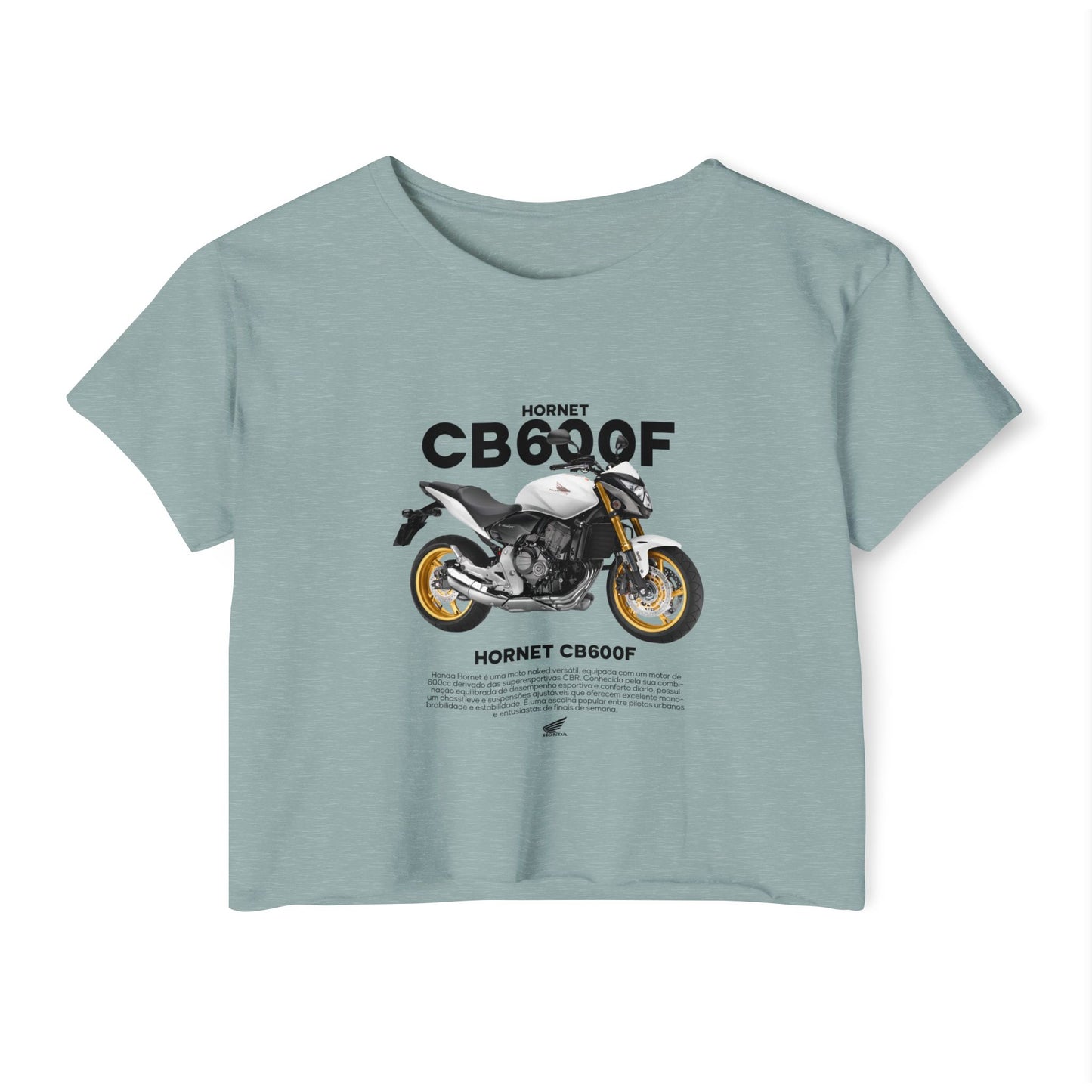 Honda CB600F Women Crop Top with Motorcycle Design - Perfect T-shirt for Bikers and Festival Goers - CreativeRino