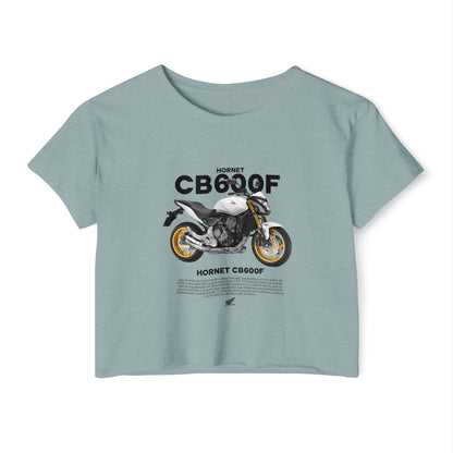 Honda CB600F Women Crop Top with Motorcycle Design - Perfect T-shirt for Bikers and Festival Goers - CreativeRino