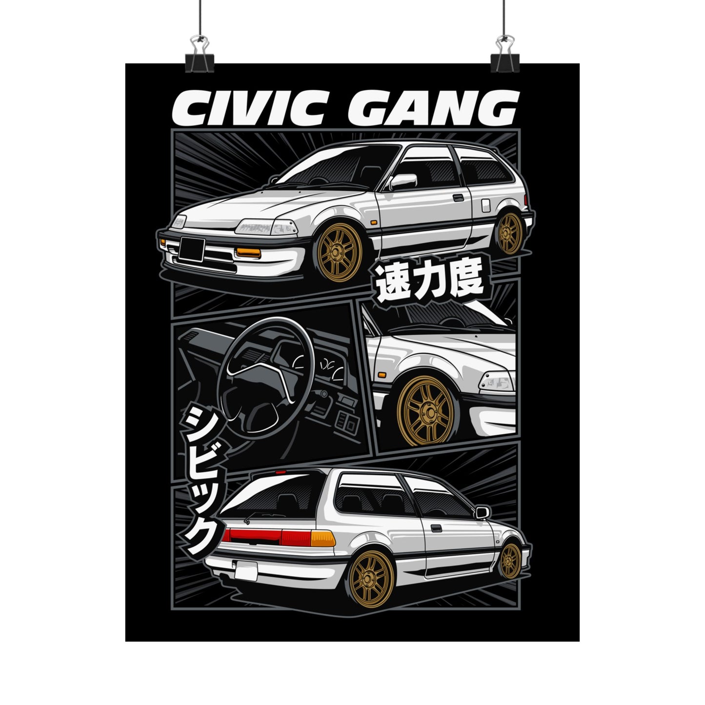 Civic Gang Matte Vertical Poster - Car Enthusiast Wall Art - CreativeRino