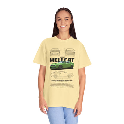 Dodge Charger SRT Hellcat Unisex Garment-Dyed T-Shirt - Car Enthusiast Apparel - CreativeRino