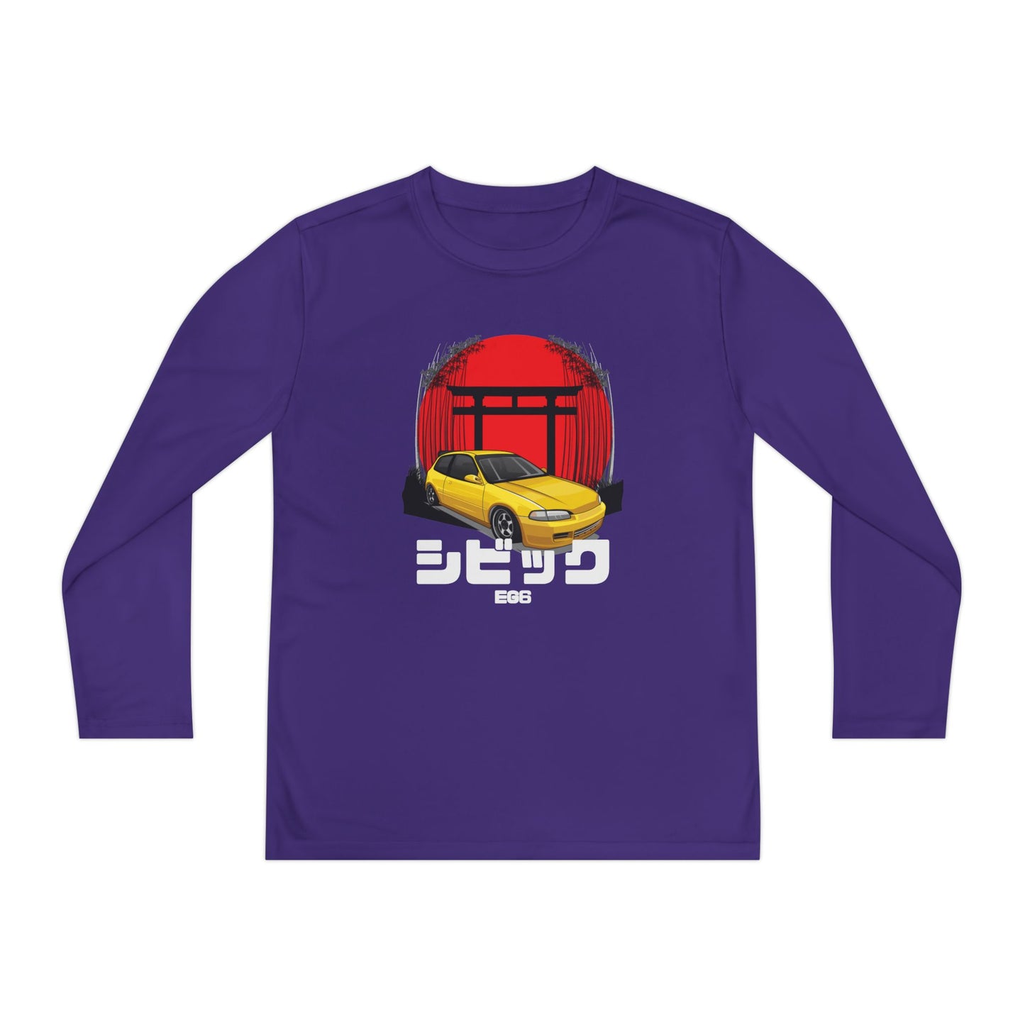 Civic Estilo Youth Long Sleeve Car Graphic Tee - Stylish & Sporty T-shirt Design - CreativeRino