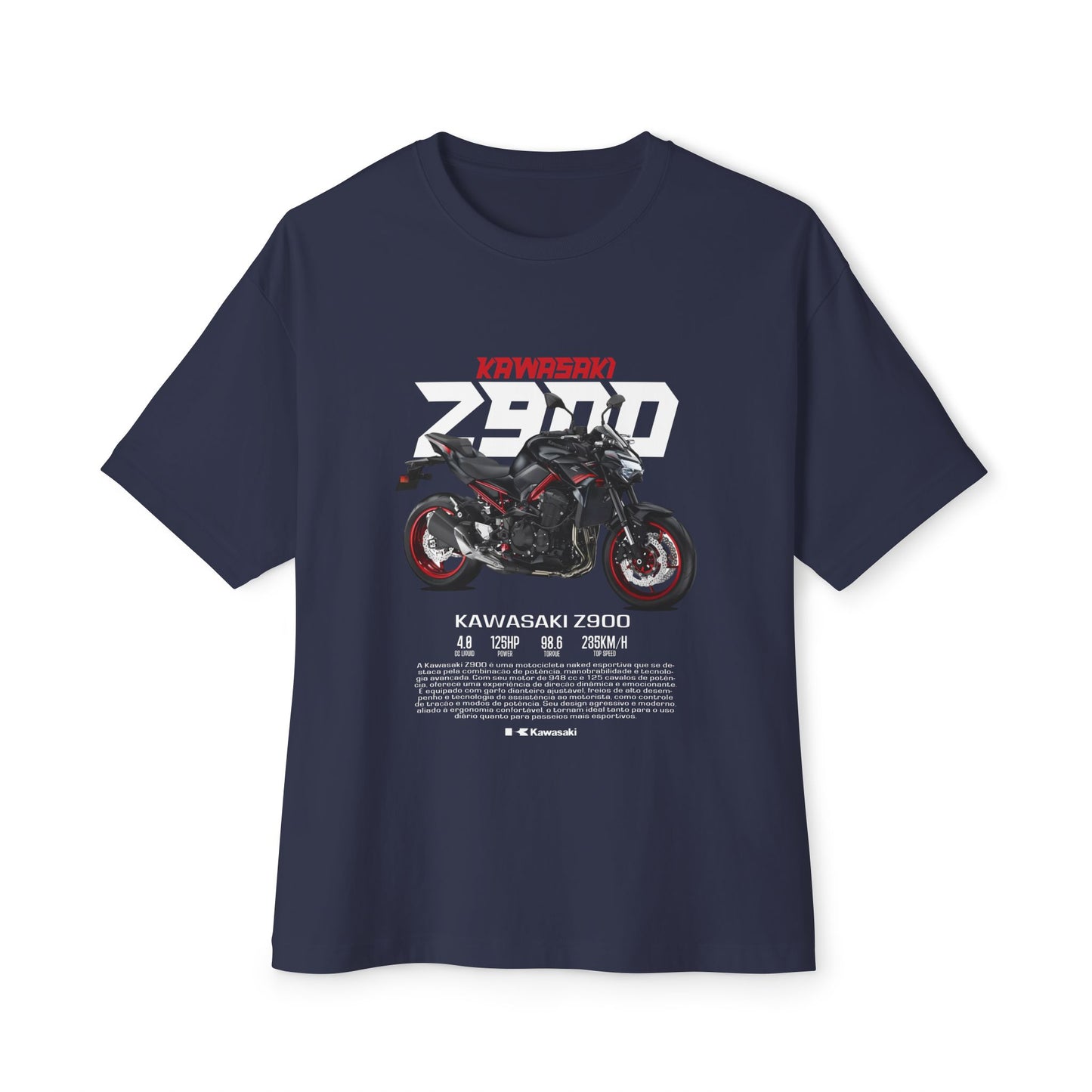Kawasaki Z900 Unisex Oversized Boxy Tee - Motorbike Graphic T-Shirt - CreativeRino