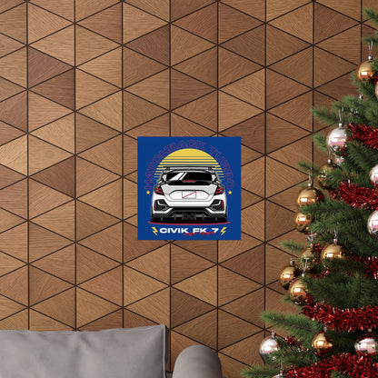Car Enthusiast Matte Square Poster - HATCHBACK TURBO Design - CreativeRino