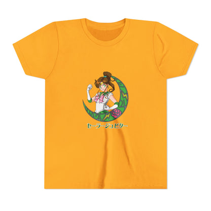 Youth Short Sleeve Tee - Cute Anime T-shirt Design with Floral Moon - CreativeRino