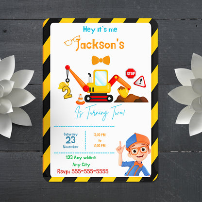 Blippi  Birthday Invitation Template - CreativeRino