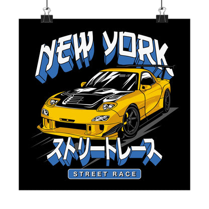 New York Street Race Matte Square  Poster - Vibrant Car Art for Auto Enthusiasts - CreativeRino