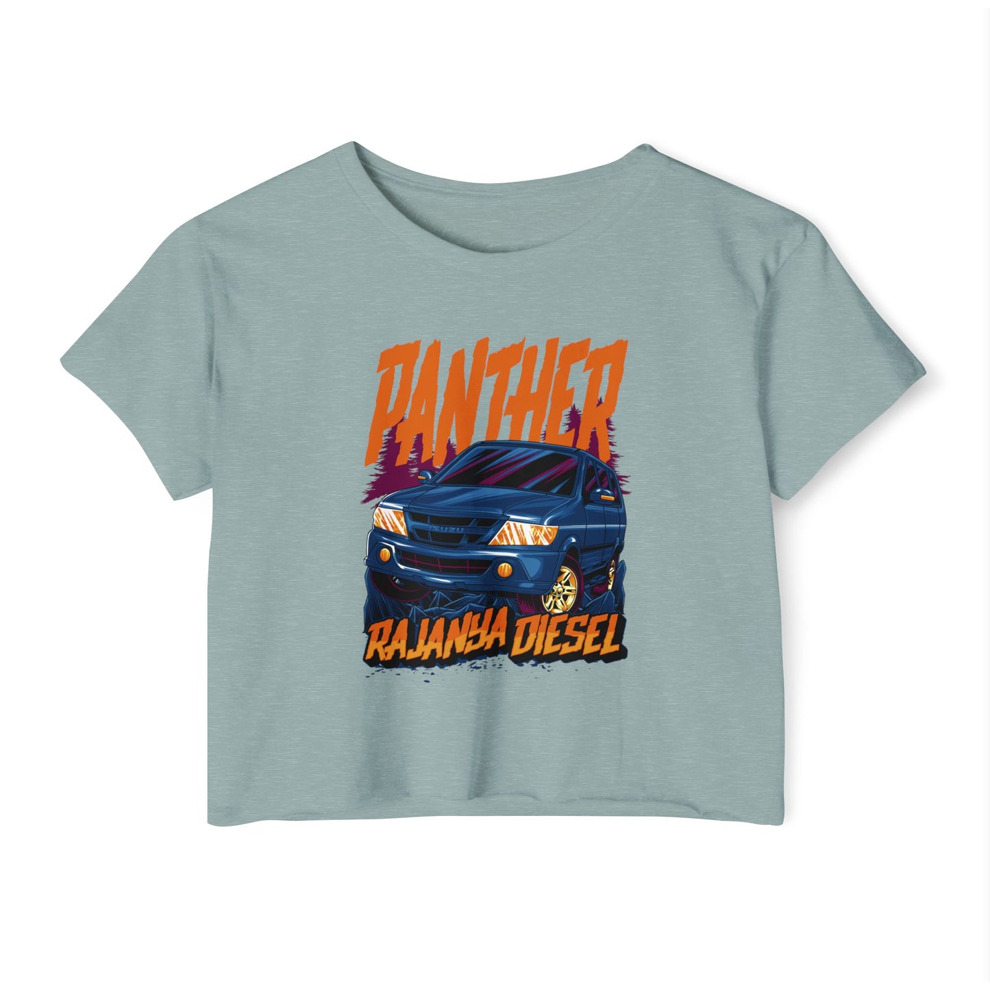 Panther Raja Diesel Graphic Crop Top for Festival Vibes - CreativeRino