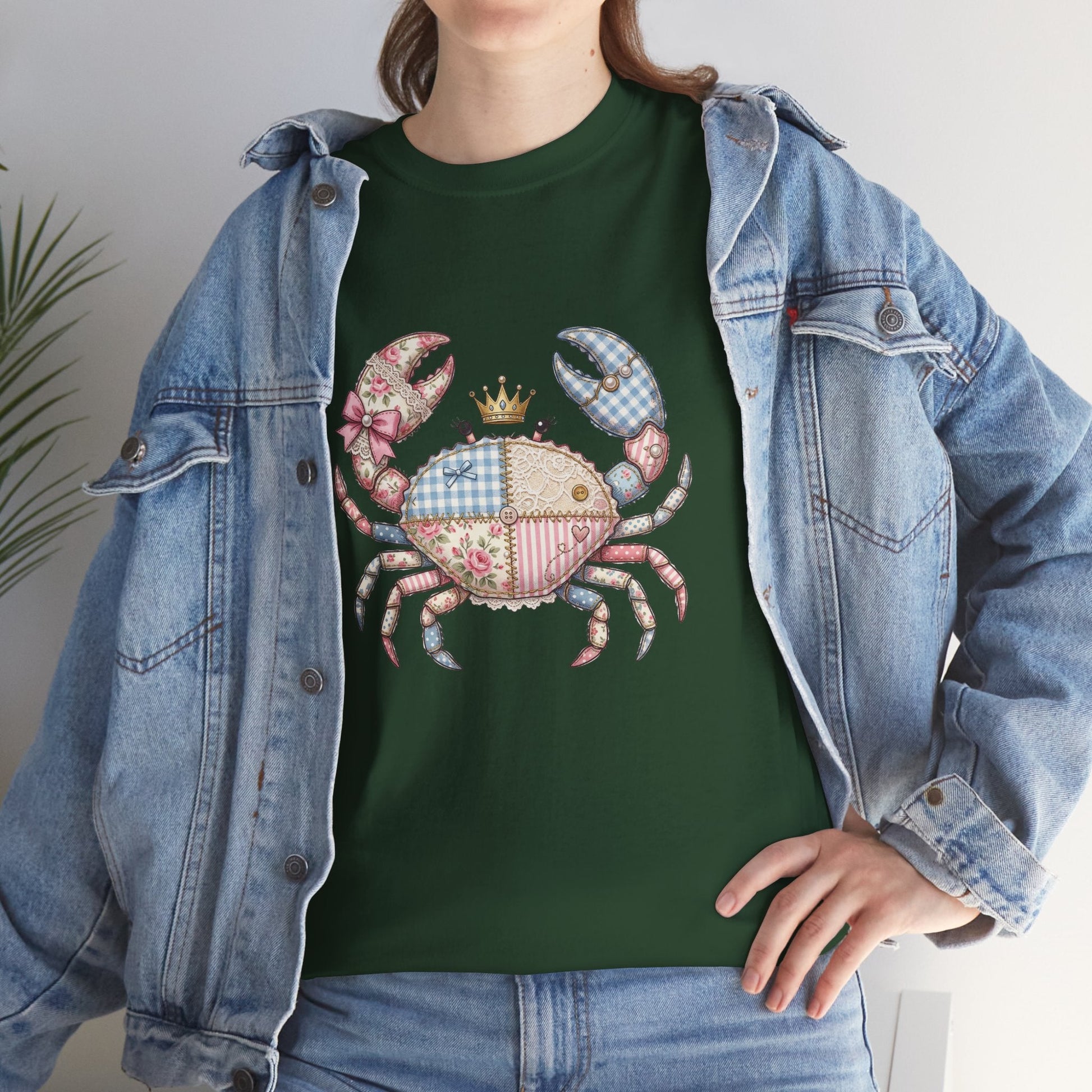 Patchwork Crab T-Shirt — Cute Coastal Animal Tee for Beach Lovers Printify