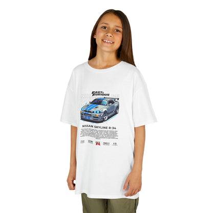 Nissan Skyline R-34 Kids Tee - Fast & Furious Movie Inspired Cotton Shirt - CreativeRino
