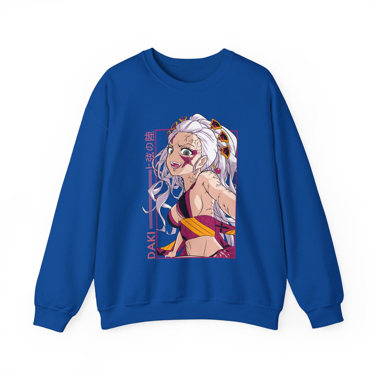 Anime-Inspired Unisex Crewneck Sweatshirt - Demon Slayer Daki Design - CreativeRino