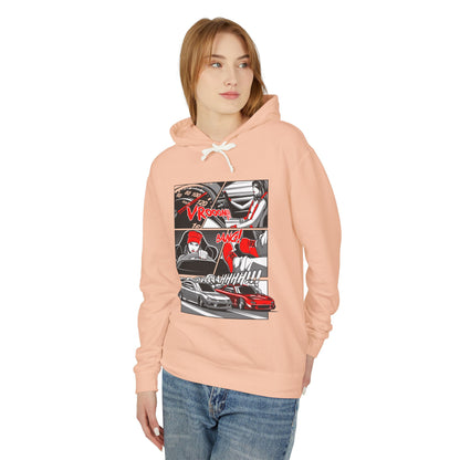 Racing Vibes Unisex Lightweight Hooded Sweatshirt - Motorsport Graphic Design - CreativeRino
