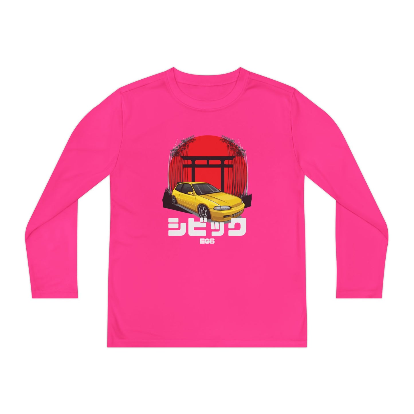 Civic Estilo Youth Long Sleeve Car Graphic Tee - Stylish & Sporty T-shirt Design - CreativeRino