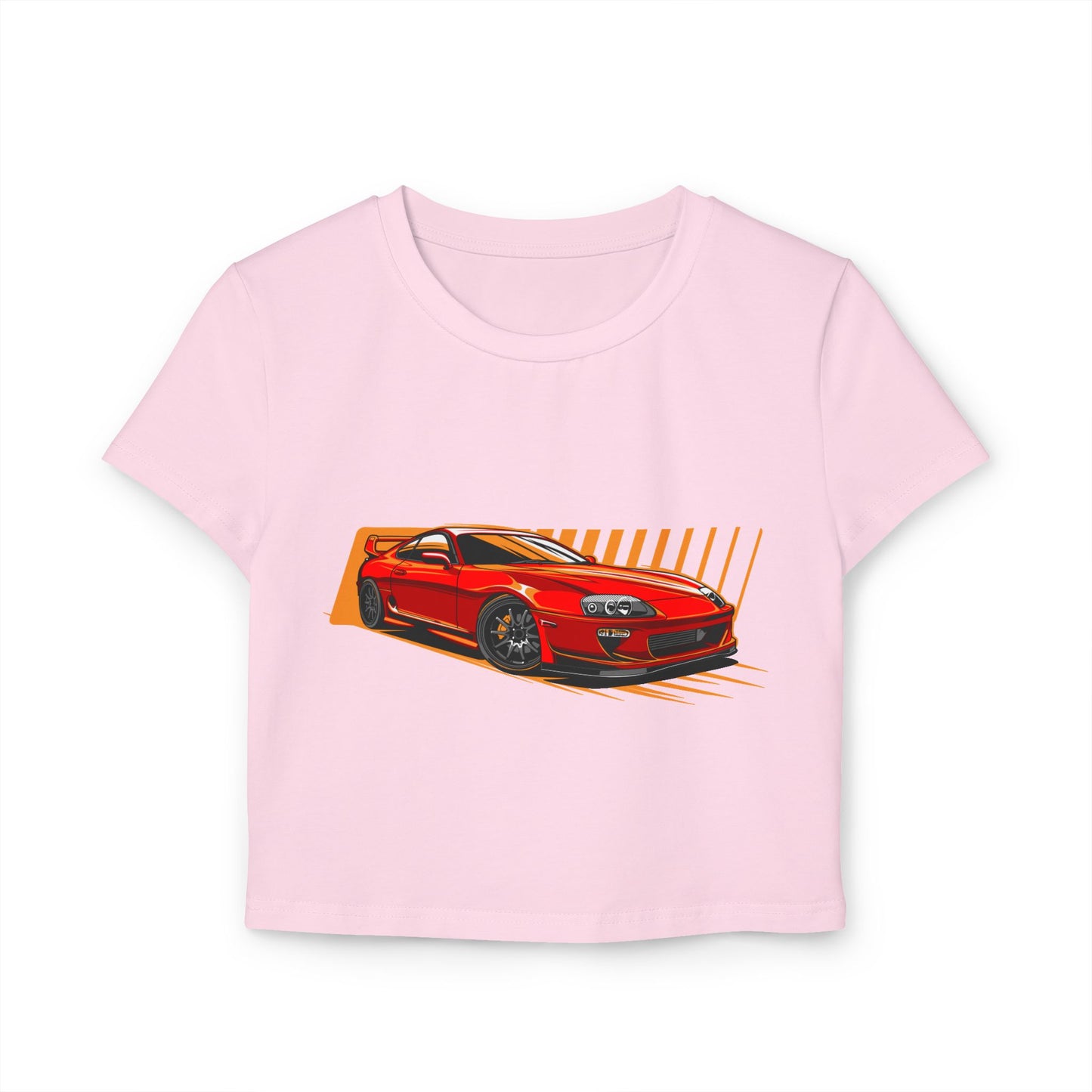 Women's Car Enthusiast Baby Tee - Sporty Red Racing Design - CreativeRino
