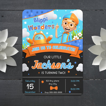 Blippi  Birthday Invitation Template - CreativeRino