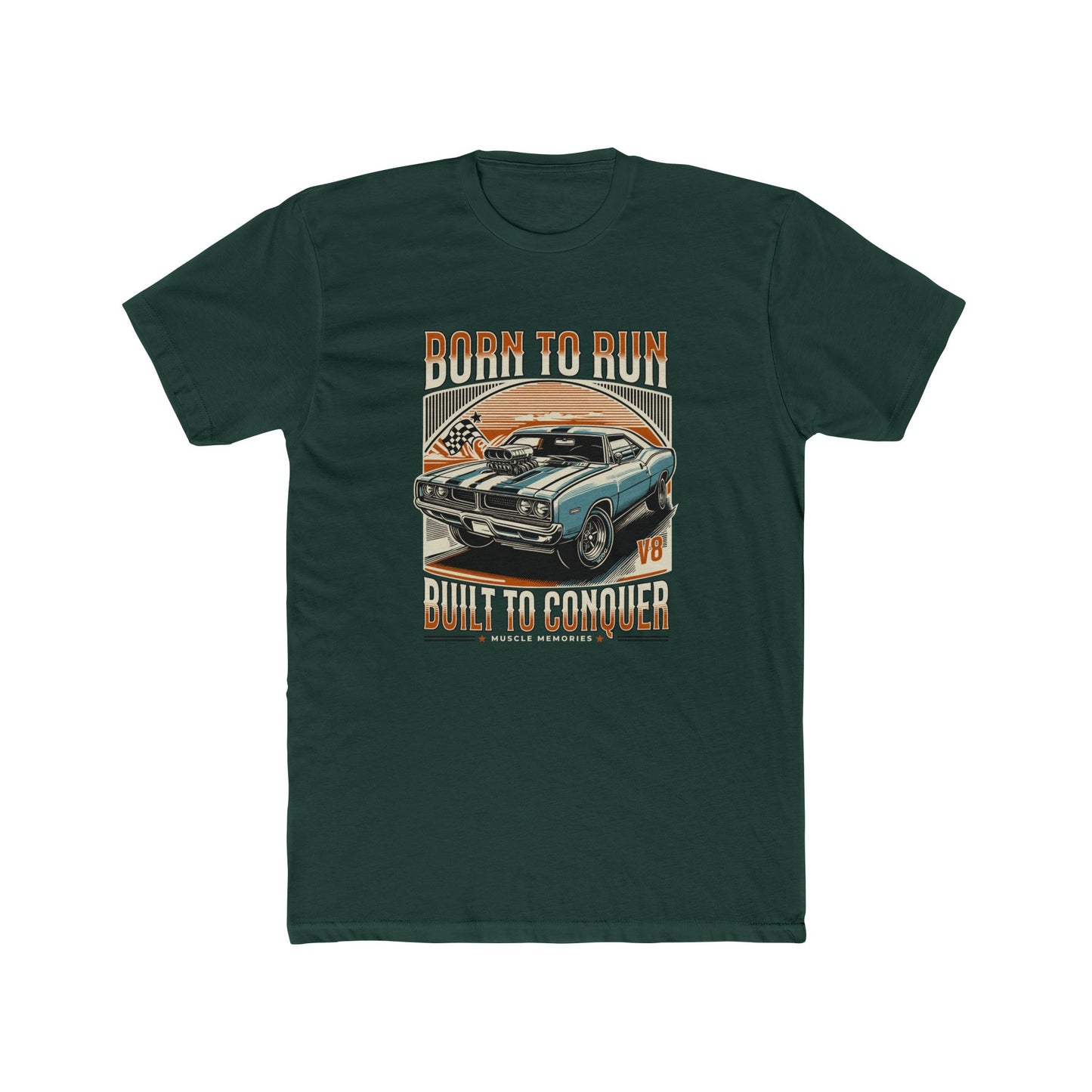Born to Run: Vintage Muscle Car Unisex Cotton Crew Tee | Car T-shirt - CreativeRino