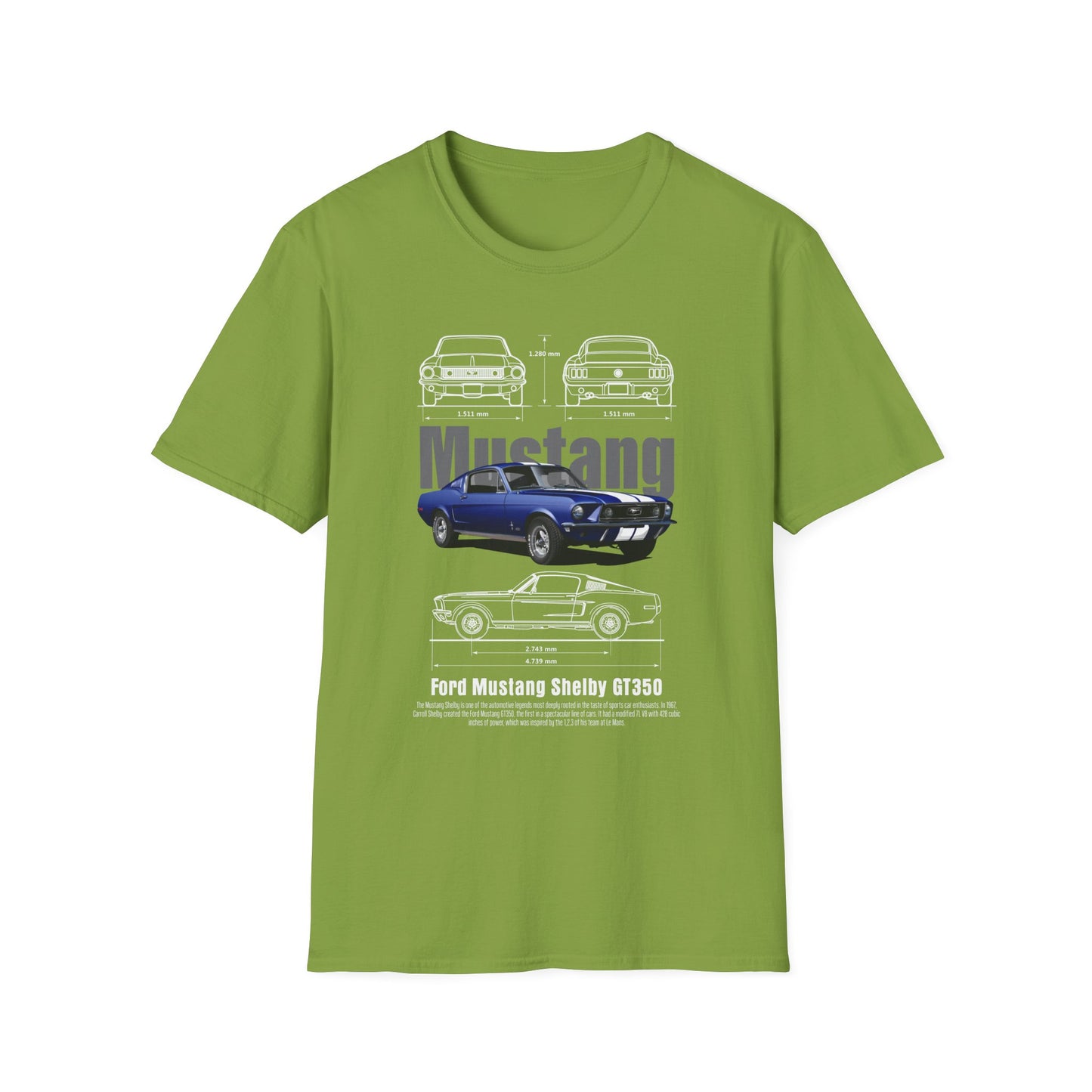Ford Mustang Shelby GT350 Unisex Softstyle T-Shirt - Car Lovers Tee - CreativeRino