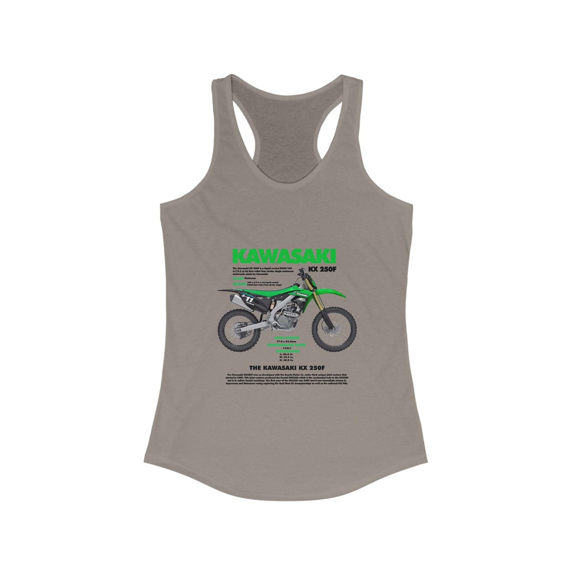 Kawasaki KX250F Racerback Tank - Women's Ideal Fitness Top - CreativeRino